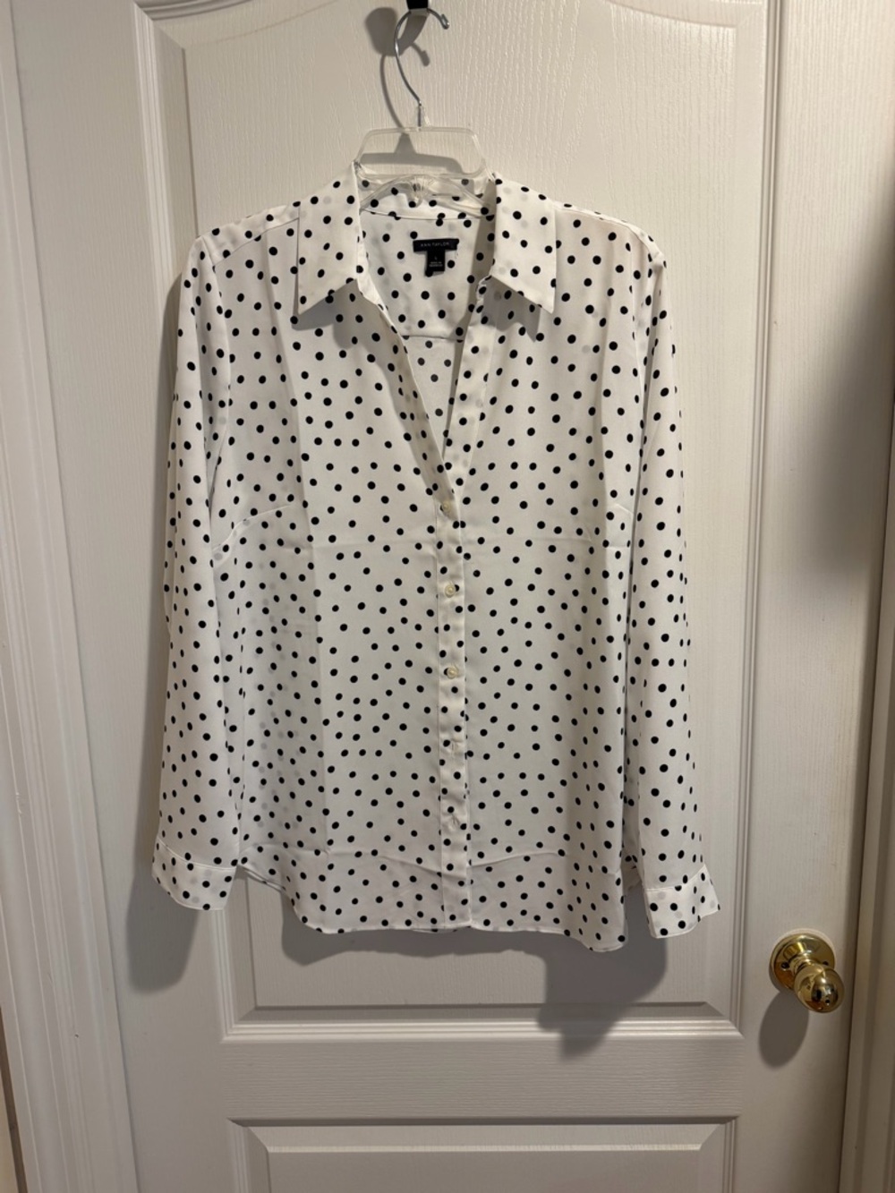 Ann Taylor Black and White Polka Dot Blouse